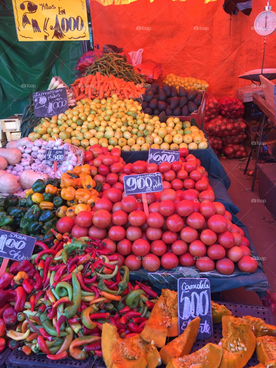 Weekend market vegetable stand, full of color