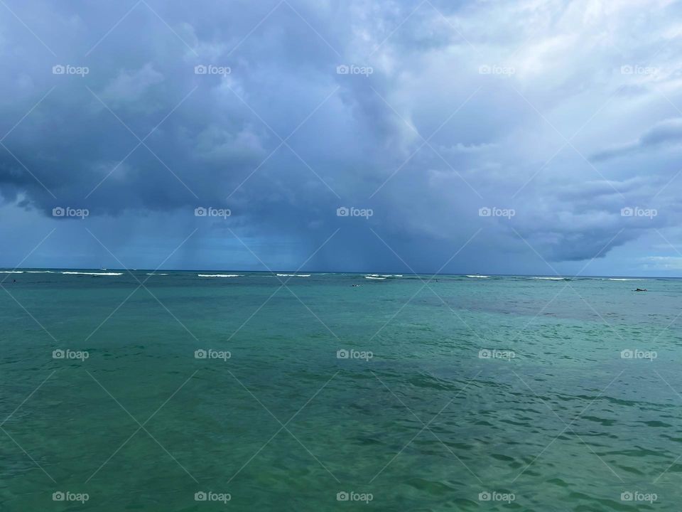 View of the Pacific Ocean from the Halekulani Boardwalk in Waikiki