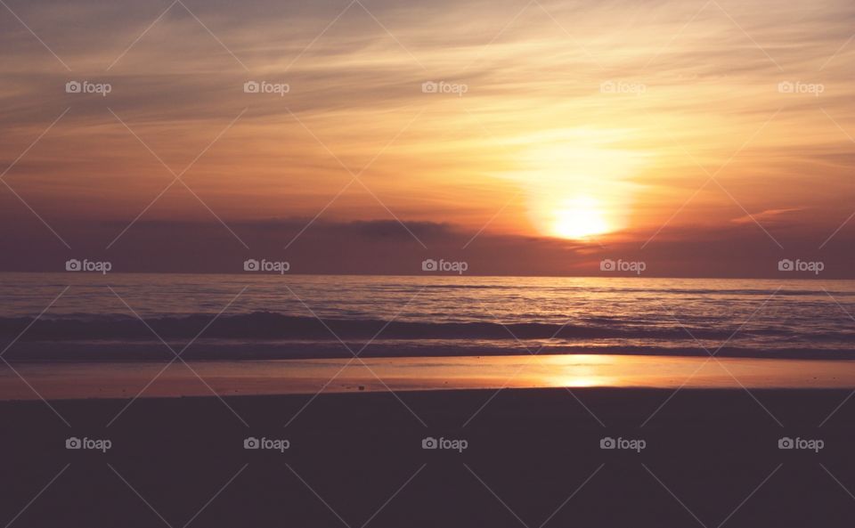 Sunset at Del Mar Beach, CA, USA 