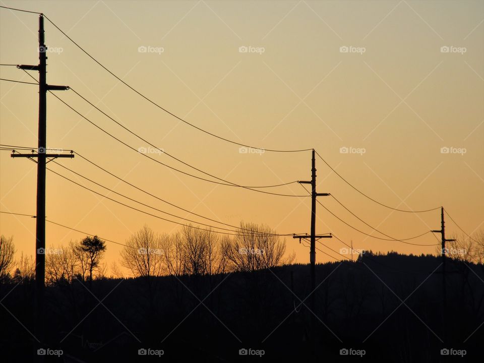 power lines at sunset