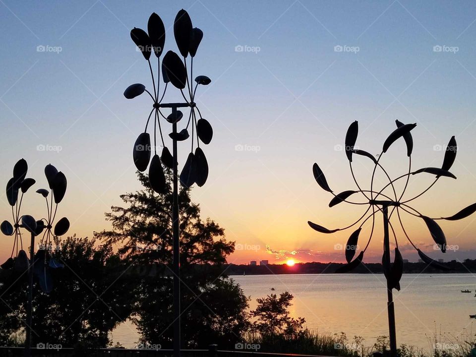 Wind Sculptures Setting Sun