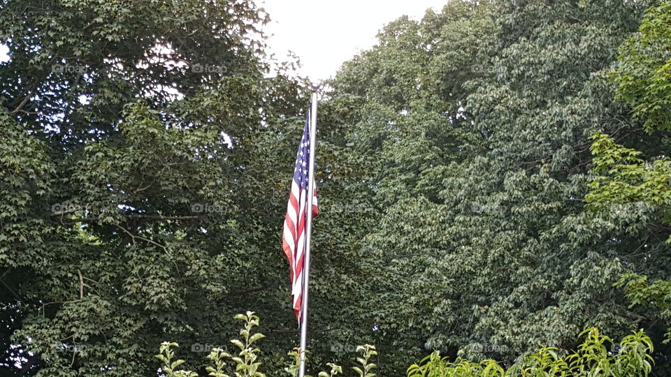 American flag flying high