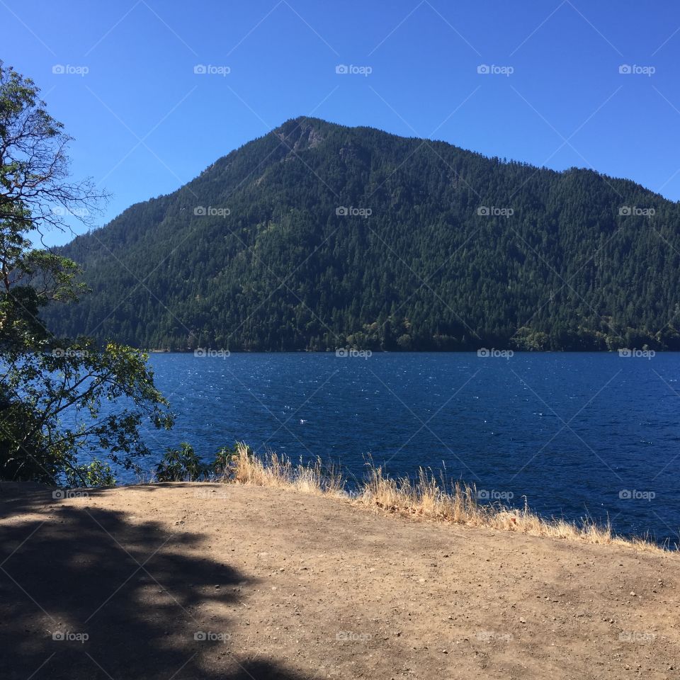 View of mountain against blue sky