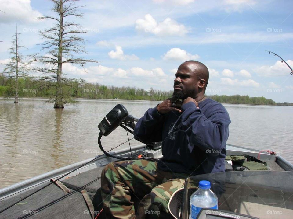 Fishing in heat. Hot fishing day in Arkansas, lake peckerwood