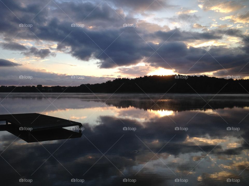 Early morning at the lakeside in Poland Mazury 