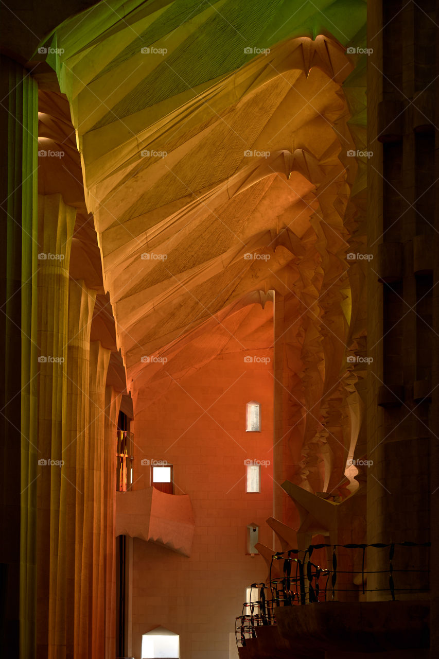 Sagrada Familia (Barcelona). Indoor Lights Winter Morning