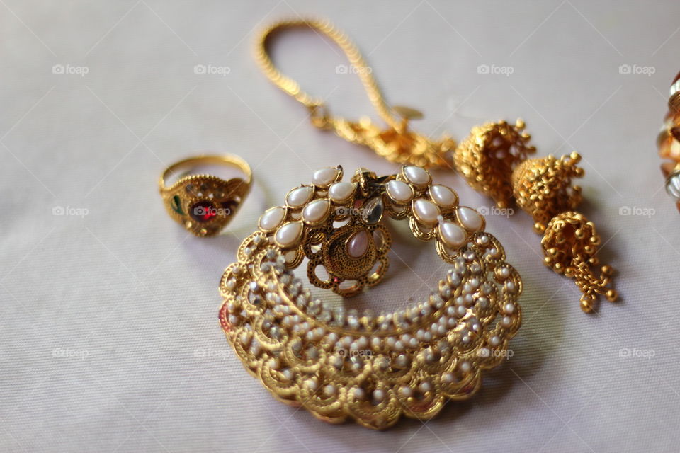 Jewellery on white background