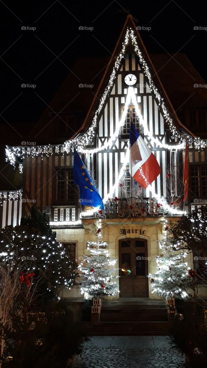 town hall of Deauville at Christmas