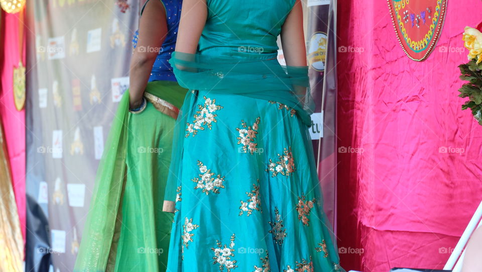 Ladies showing off festive clothing