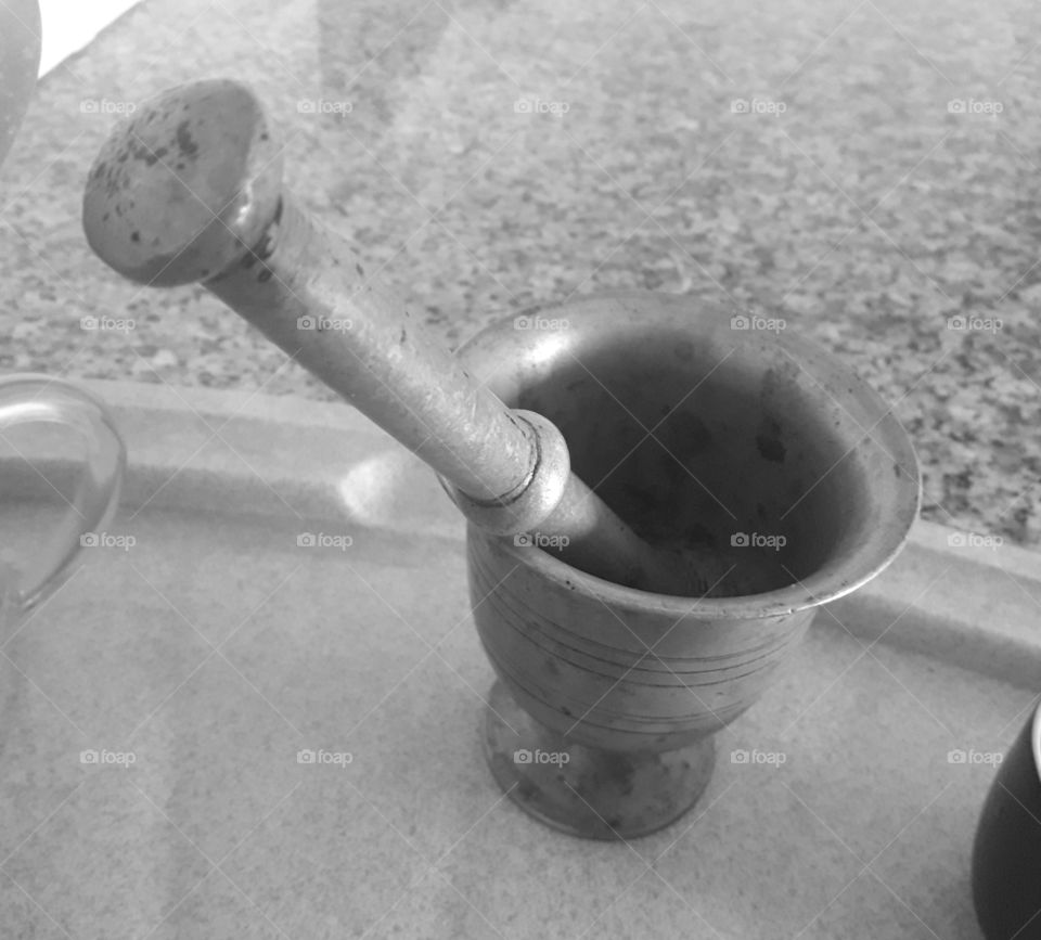 old tool in black and white image