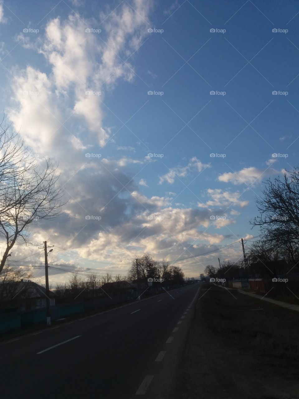 Landscape of a road with beautiful sky