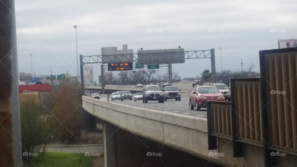 Elevated Traffic. San Antonio Texas, highway 35 downtown