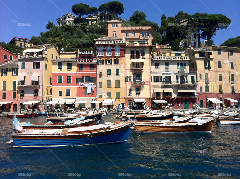 italy boats and beautifull houses in portofino by swisstraveler