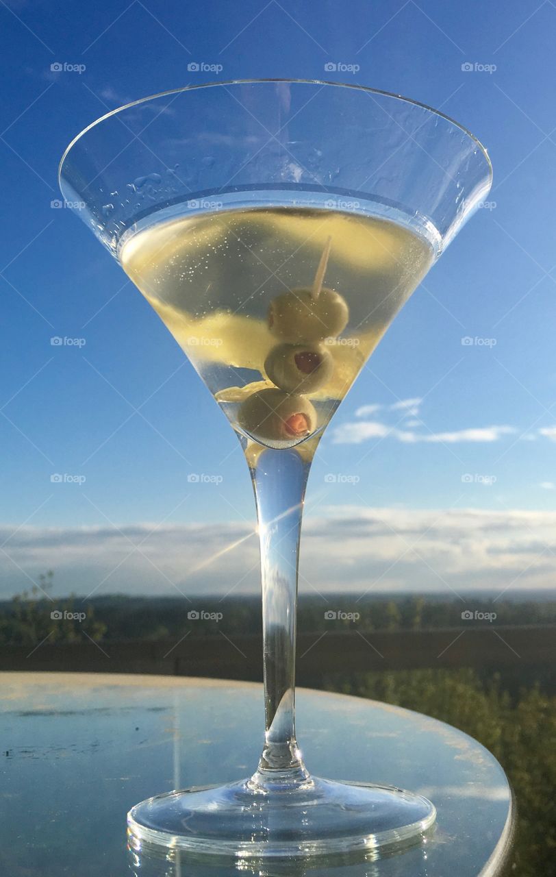 Martini classic with olives and time of lemon