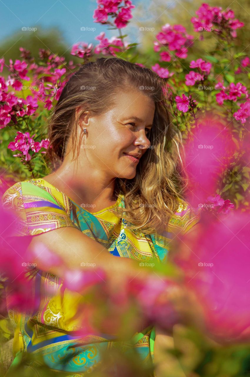 Woman in the flower field.