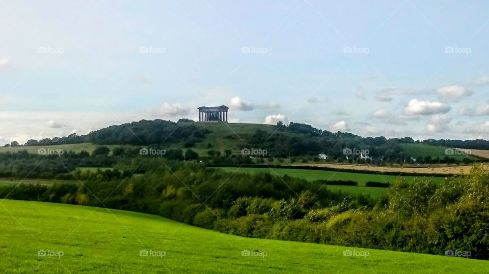 Monument on top of rolling hills,  Gateshead, England