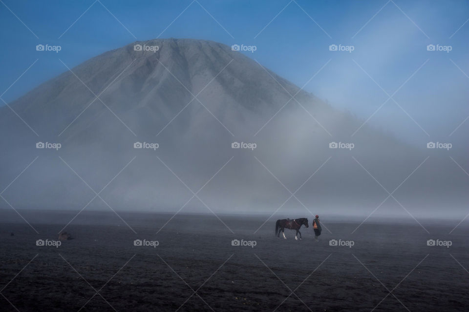 Horseman on bromo sands