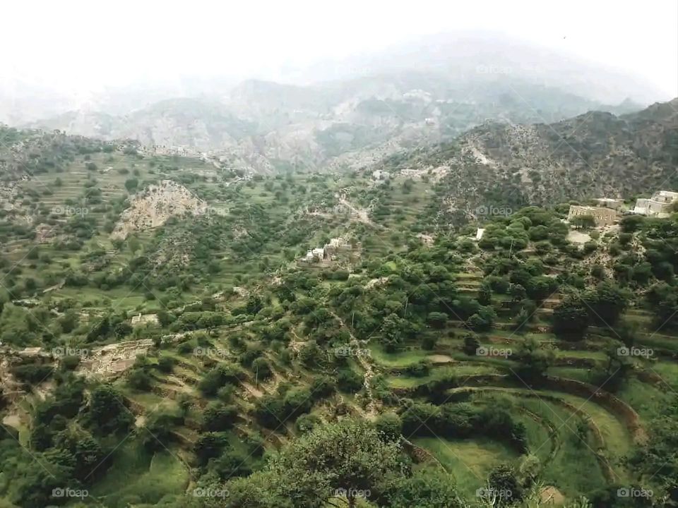 Glory be to God, the magnificent and picturesque view and the natural green trees are a view that is nothing more wonderful than it