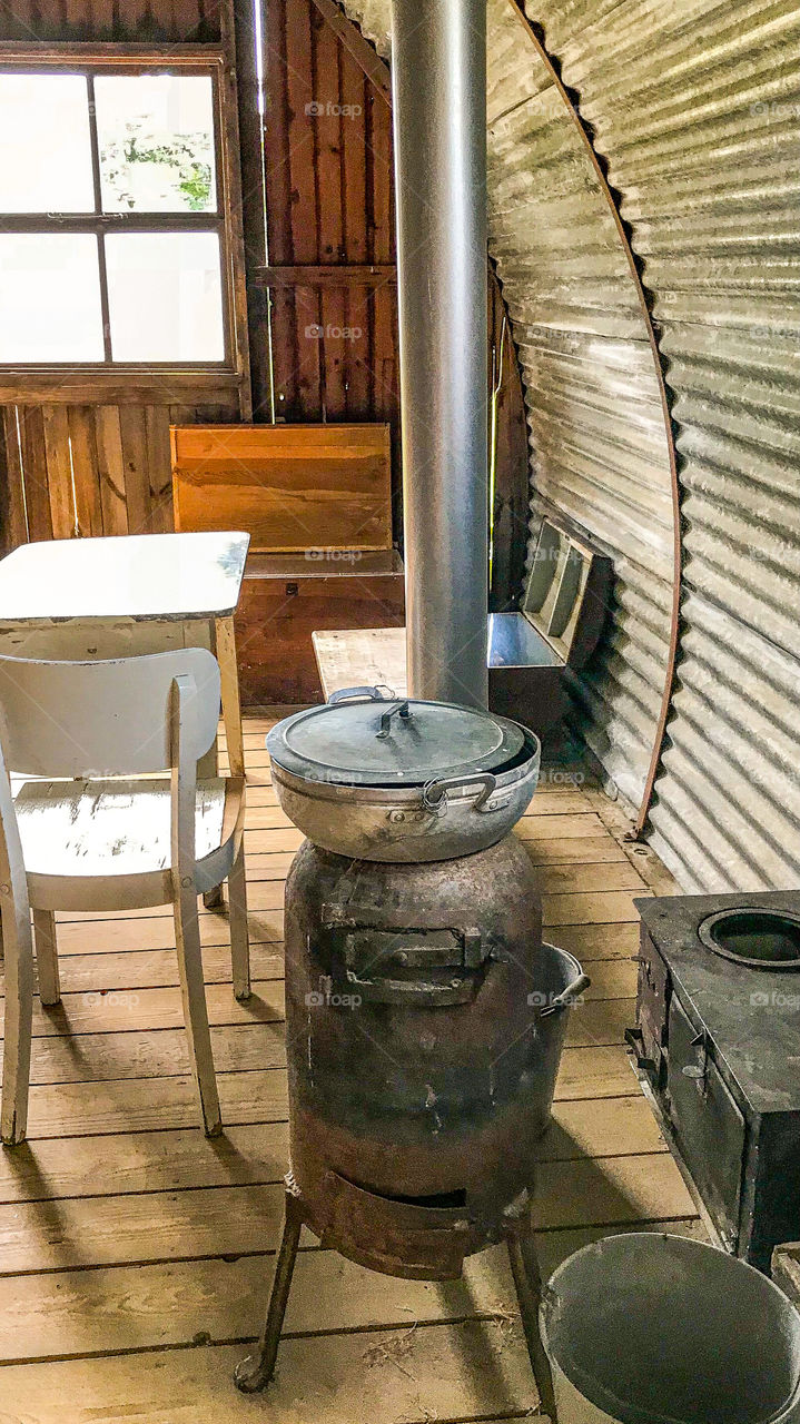 Metal fireplace and cooker and wood fireplace