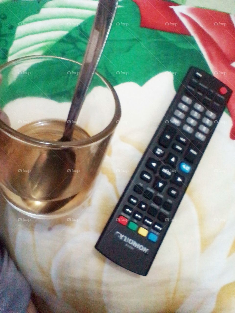 herbal drinks and television remote control