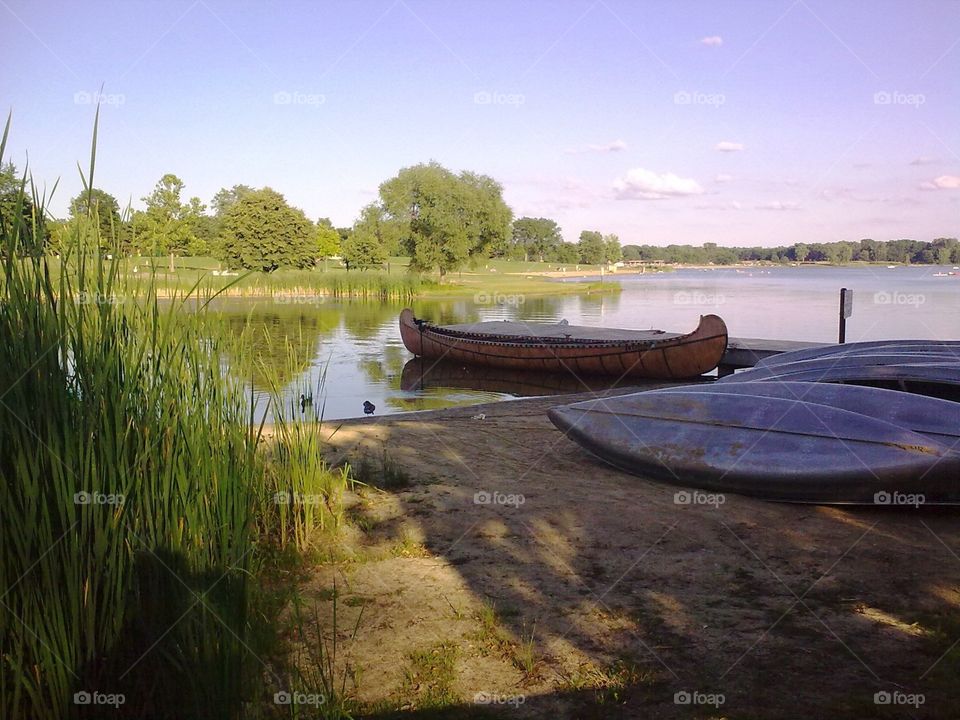 Canoes at the lake