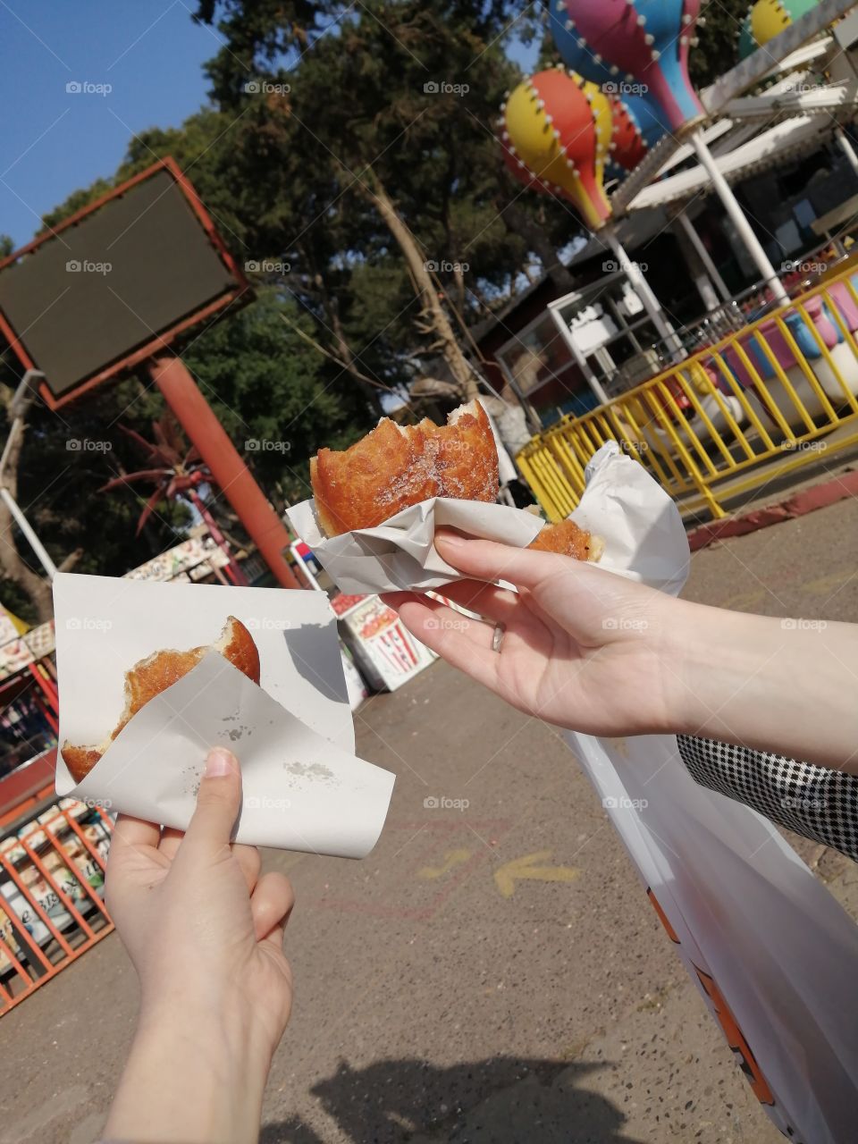 Sharing sweets with best friend.