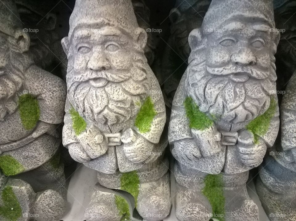 A group of garden gnomes.