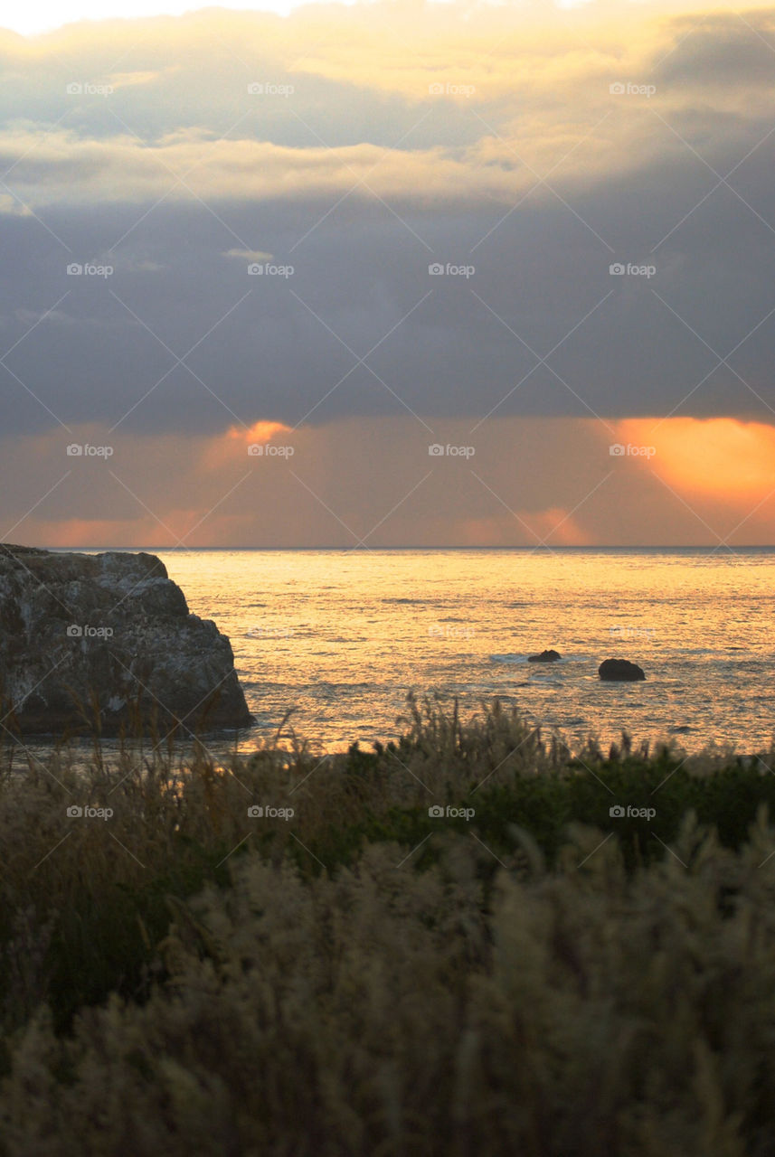 Oregon coast sunset warm