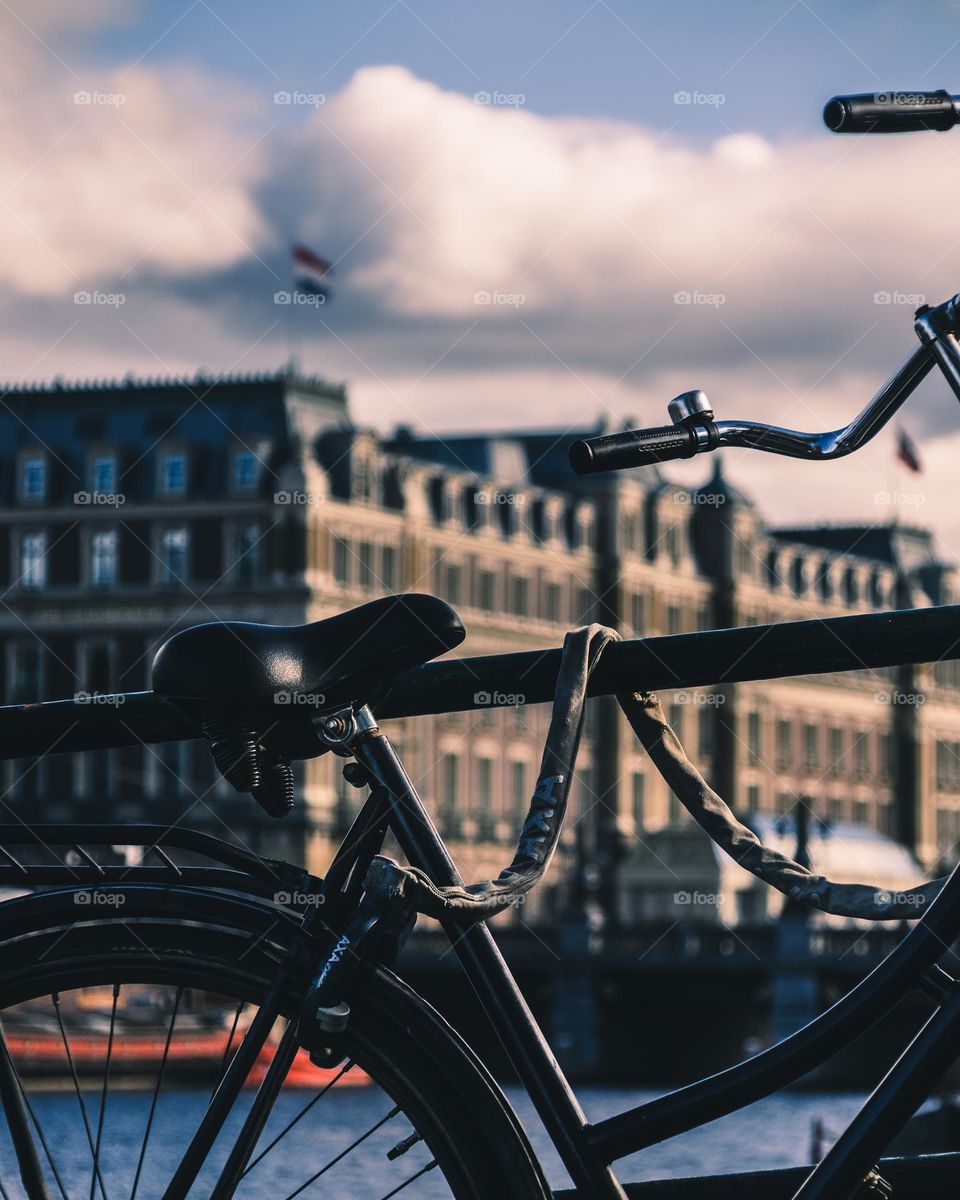 Parked bike at the river canal