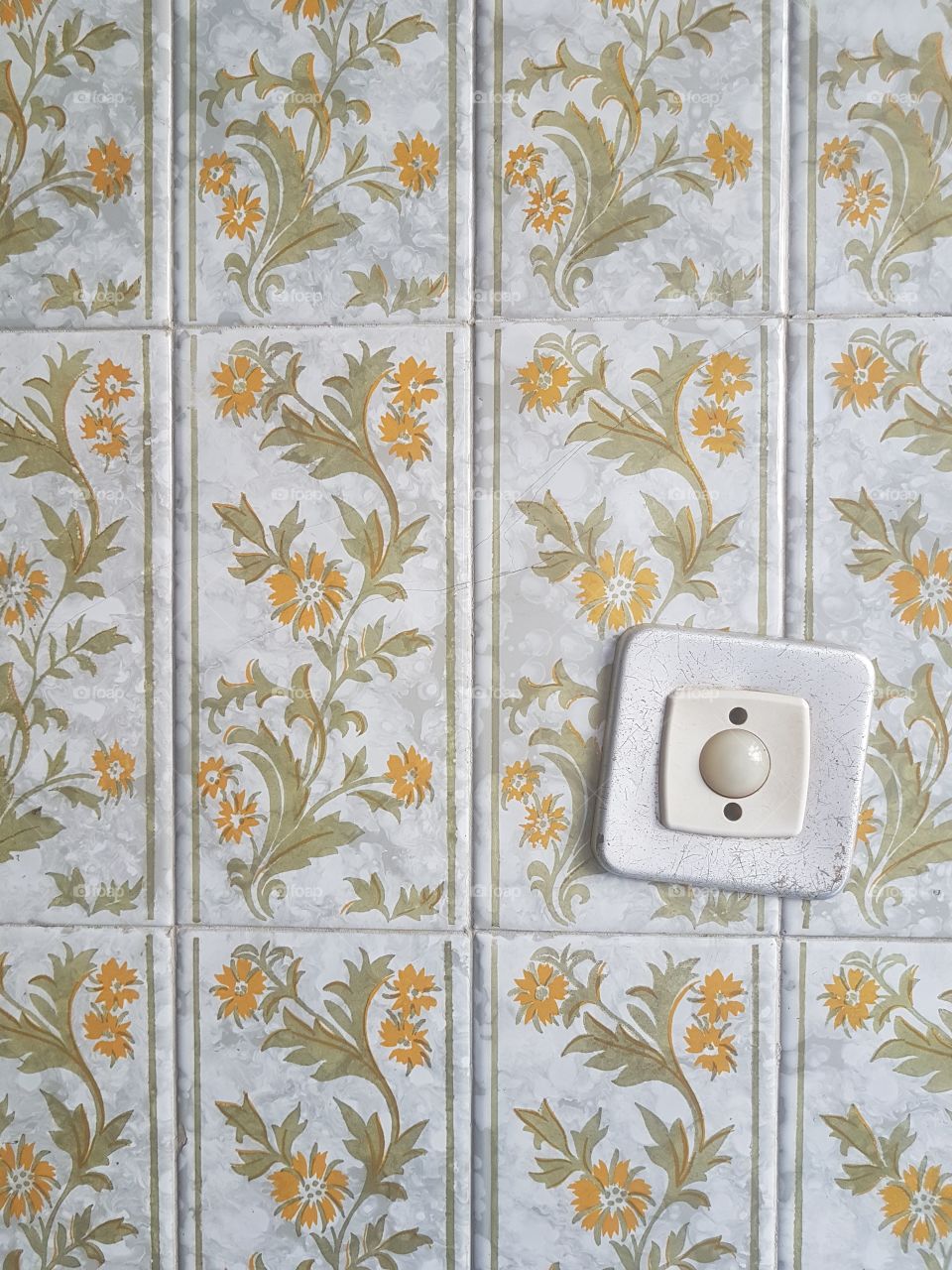 Wall tiles and light switch