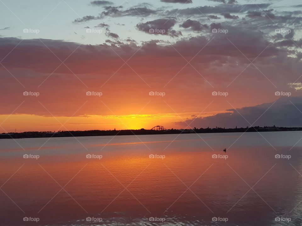 Reflections of sunrise on the Broadwater