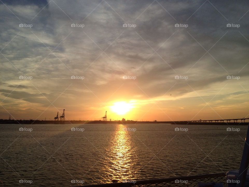Sunset aboard the USS Yorktown in Charleston South Carolina
