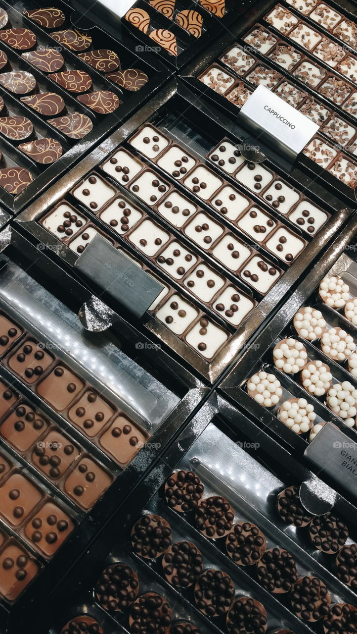 Assorted chocolate truffles and fruit ganache pralines