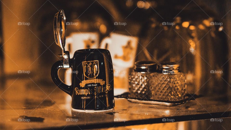 Jäegermeister in the china shelf.