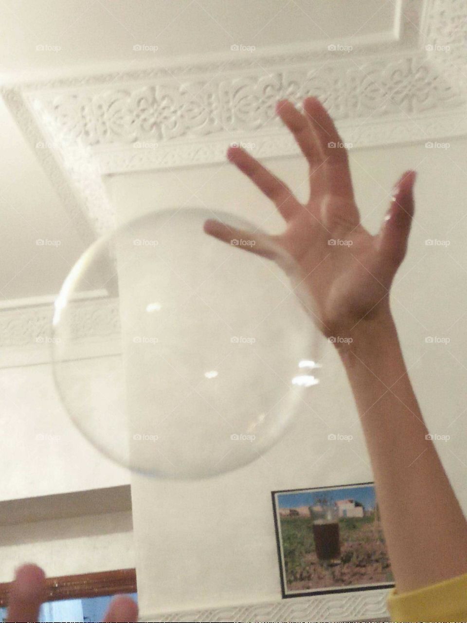 bubbles and human hand.