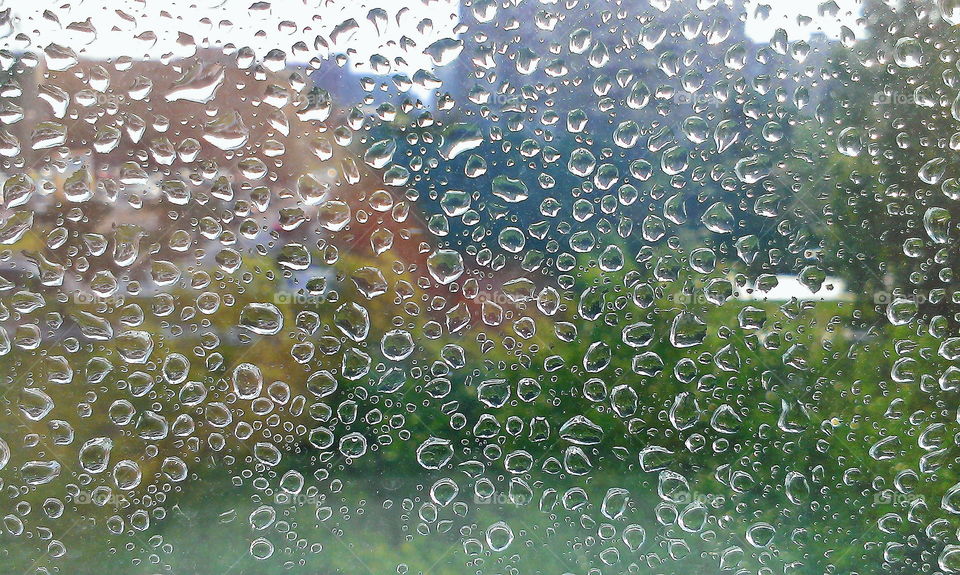 water drops on the window glass