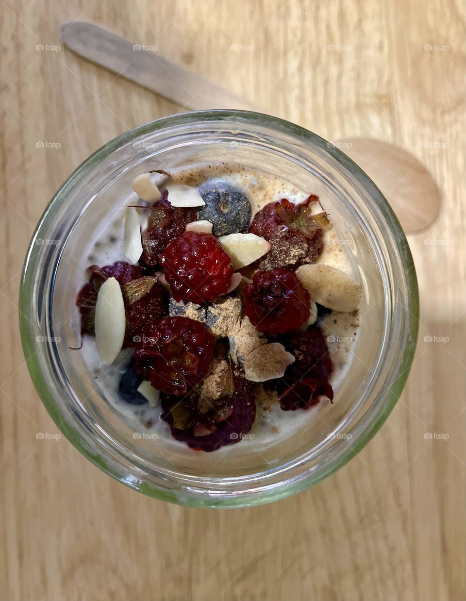 A bowl of fruit and yogurt