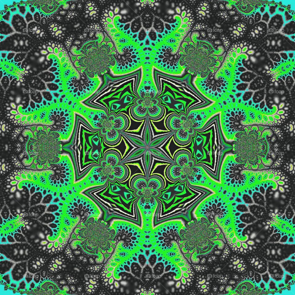 green kaleidoscope using a piece of a fractal