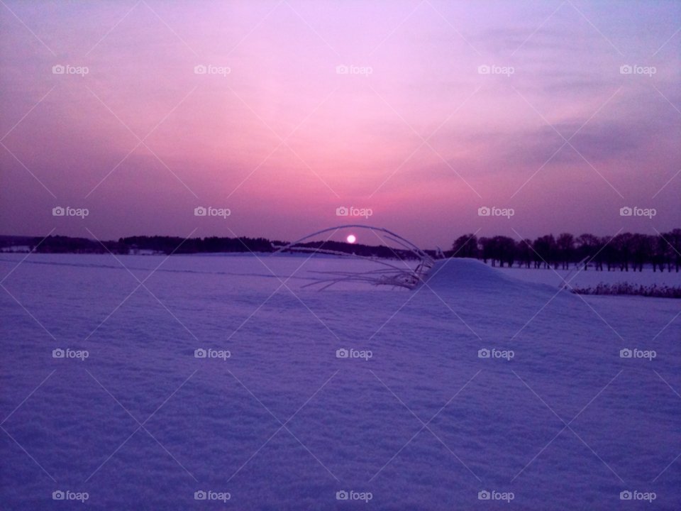 snow winter sweden sunset by tert