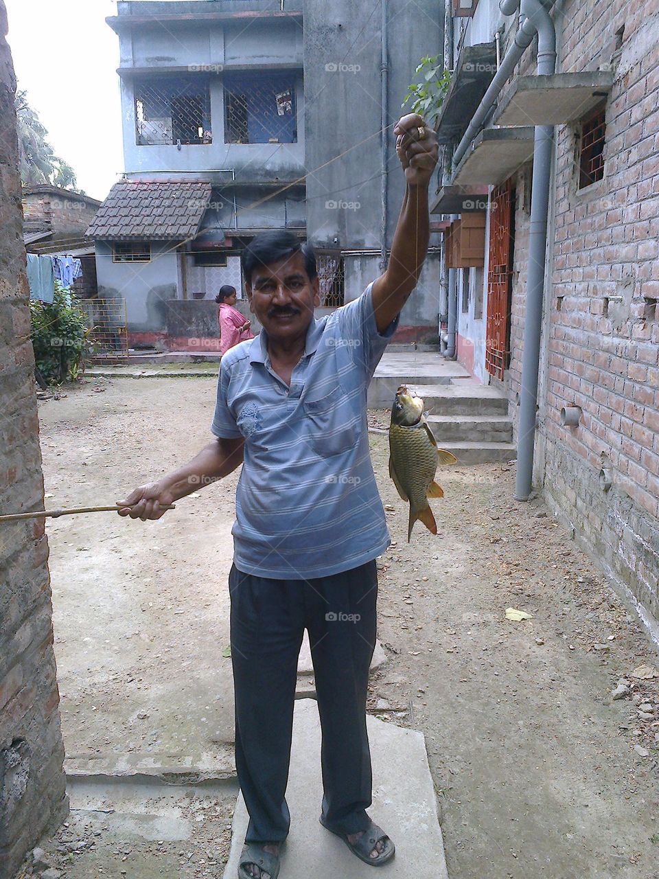Nice man with fishing activity