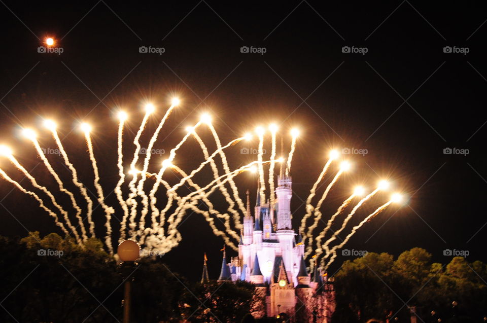 Fireworks. Fireworks behind Cinderella's Castle at Magic Kingdom