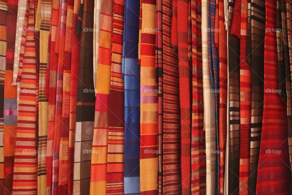 Fabrics on display