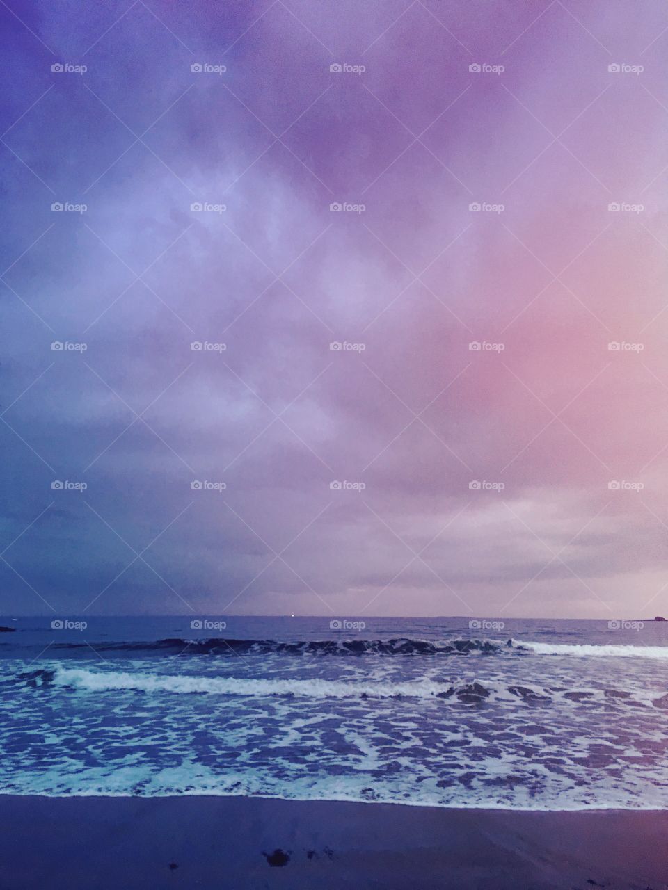 Beach sea and sky at dusk 