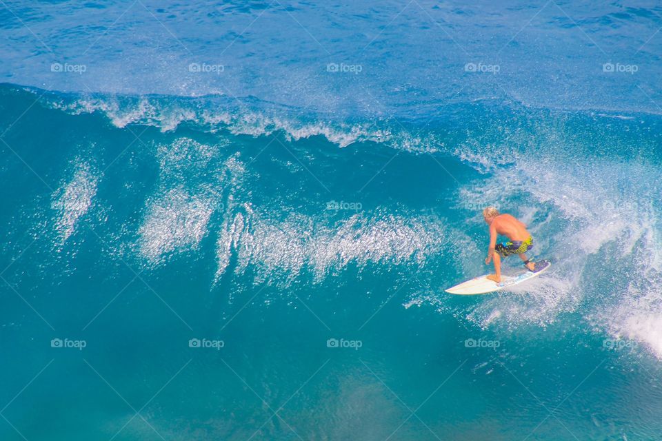 Surfing on a big wave 