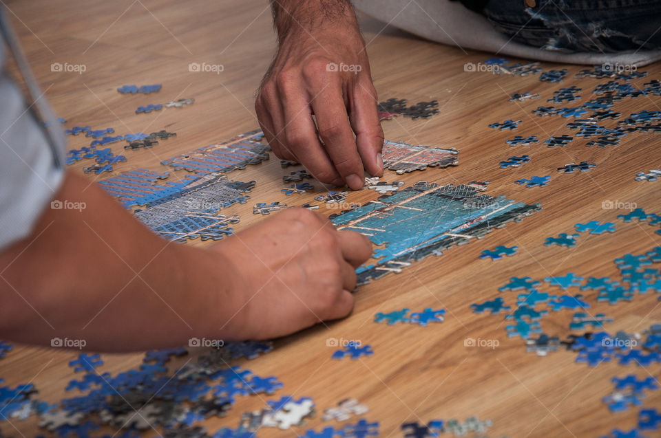 Working together on a puzzle