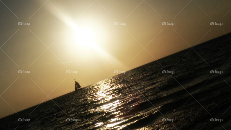 Sunset, Sun, Dawn, Beach, Water