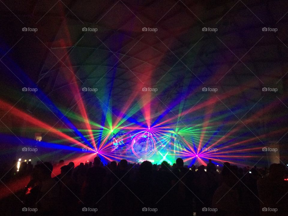 Electronic dance music festival and lasers.