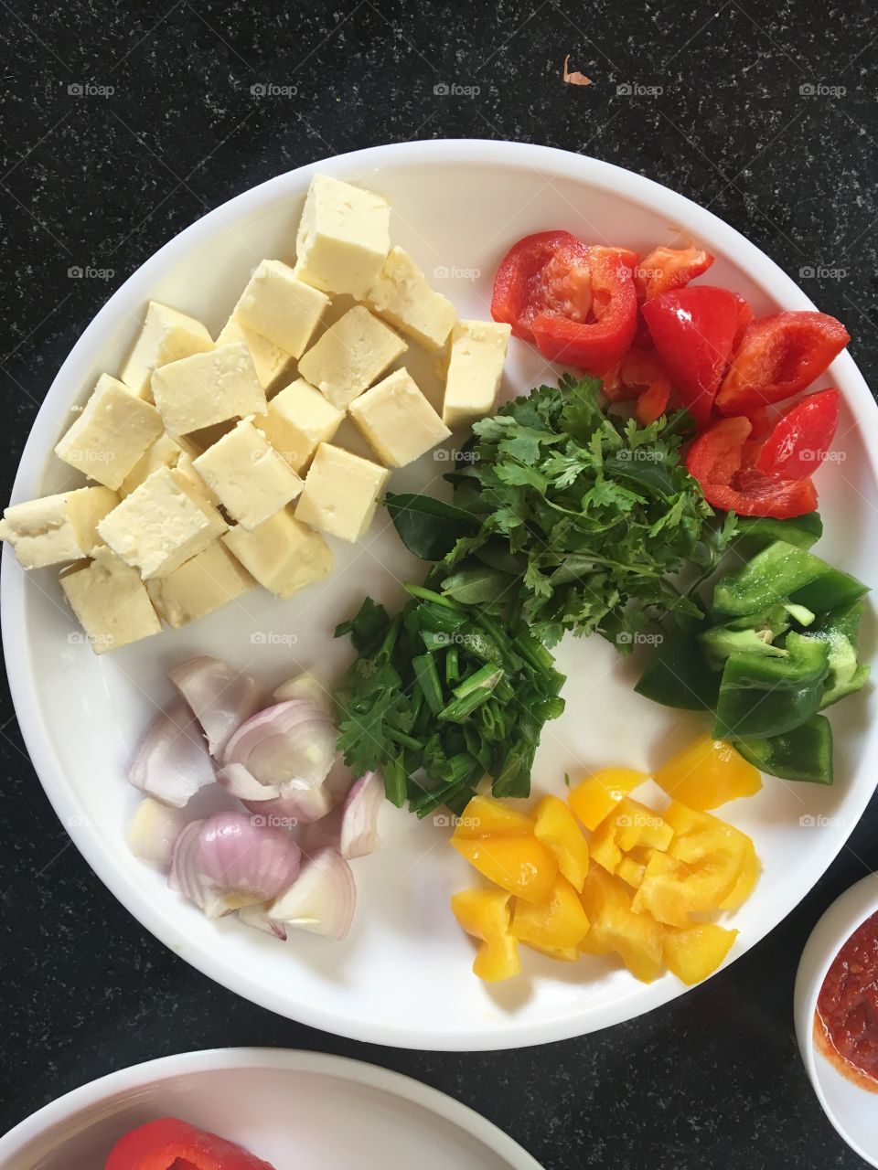 Bell peppers and panner is getting ready for cooking