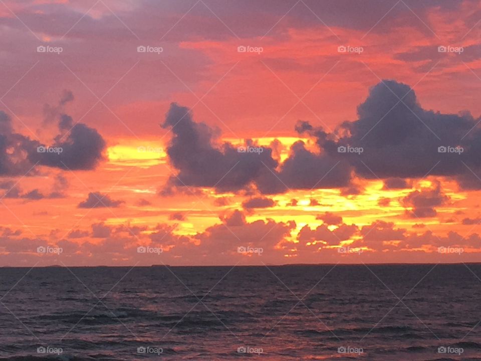 Beautiful sunrise over Carmila beach 