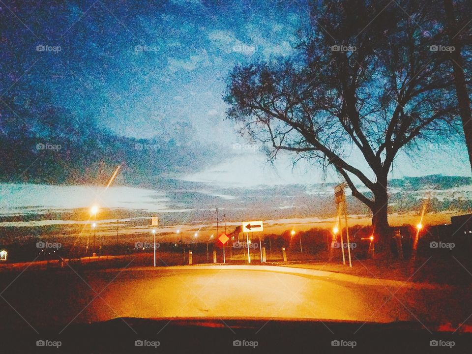 A beautiful midnight drive of the school parking lot.